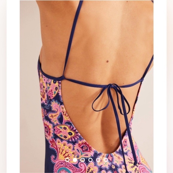 NWT Boden Scoop Tie Back One Piece Pink Paradise / Navy / US 10 - Picture 4 of 12